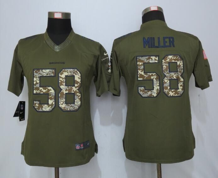 Women Denver Broncos #58 Miller Stitched Gridiron Gray Limited Nike NFL Jerseys->->Women Jersey
